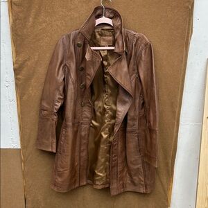 Sundance Brown Leather Longline Coat